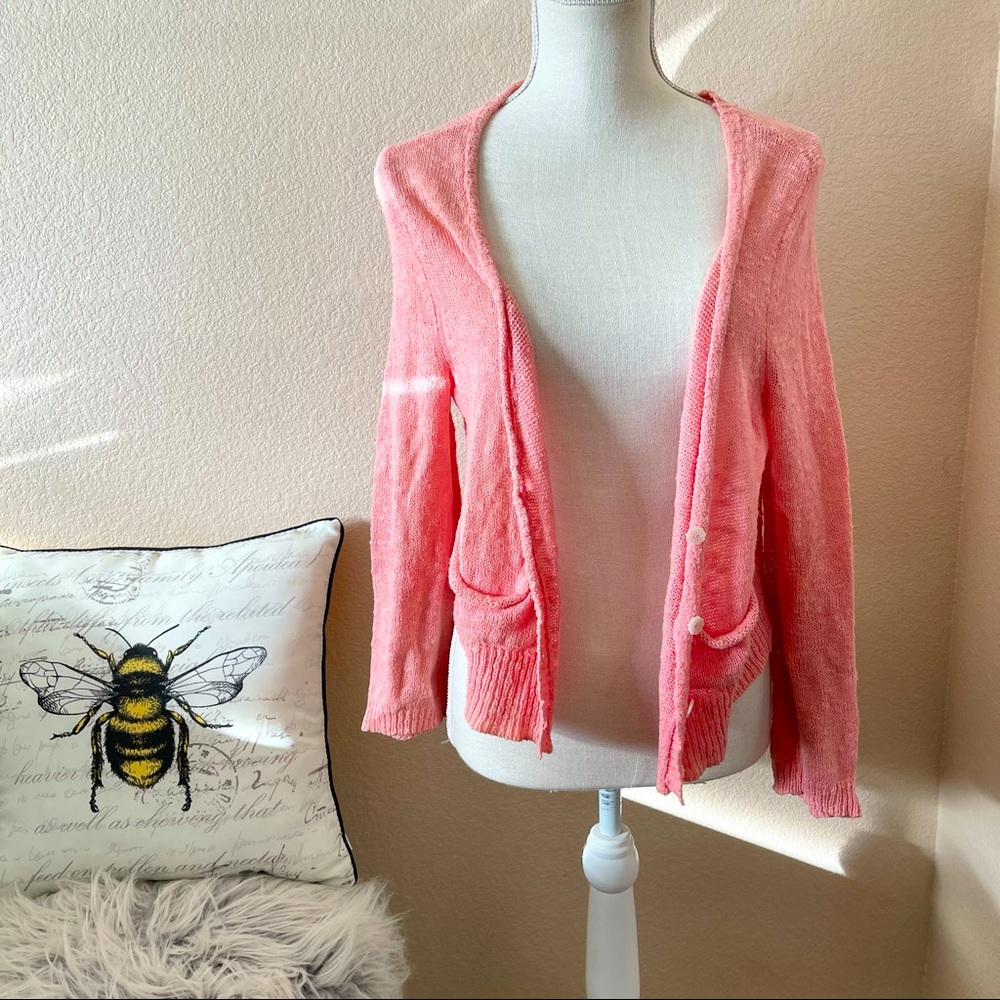 Free People pink knit Cropped Cardigan Size Small